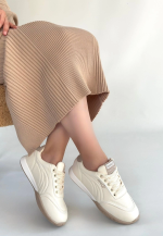 Tawen Bej Cilt Bağcıklı Spor Ayakkabı (Numara: 39)