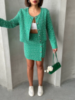 Ceketli Etek Takım Chl Kumaş Yeşil H24443 (Beden: S) - Görsel 3