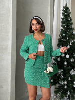 Ceketli Etek Takım Chl Kumaş Yeşil H24443 (Beden: M) - Görsel 5