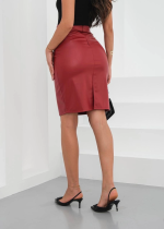 Midi Boy Deri Kalem Etek Bordo H26780 (Beden: M) - Görsel 2