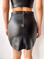 Cep Detaylı Oval Kapaklı Deri Etek Siyah H240048 (Beden: M) - Görsel 4