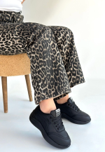 Yejja Siyah Cilt Bağcıklı Spor Ayakkabı (Numara: 37) - Görsel 2