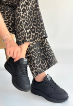 Yejja Siyah Cilt Bağcıklı Spor Ayakkabı (Numara: 39)