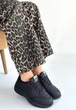 Yejja Siyah Cilt Bağcıklı Spor Ayakkabı (Numara: 39) - Görsel 3