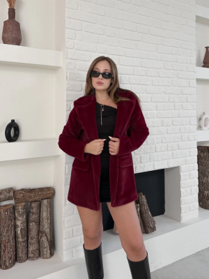 Fok Ceket Premıum Kalite Bordo St255860 (Beden: Xl)