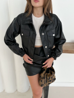 Crop Bomber Deri Ceket Siyah St2551985 (Beden: S)