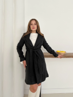 Cepli Kuşaklı Kaşe Kaban Antrasit St26458 (Beden: S) - Görsel 6