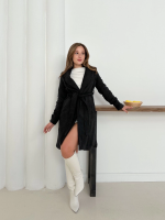 Cepli Kuşaklı Kaşe Kaban Antrasit St26458 (Beden: L) - Görsel 3