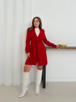 Cepli Kuşaklı Kaşe Kaban Kırmızı St26458 (Beden: Xl)