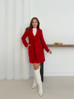 Cepli Kuşaklı Kaşe Kaban Kırmızı St26458 (Beden: Xl) - Görsel 5