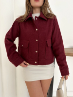 Zr Model Kaşe Ceket Bordo St255807 (Beden: S) - Görsel 2