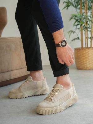 Kb-X516 Kuback Bej Süet Günlük Erkek Ayakkabı (Numara: 44)