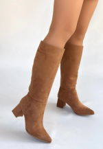 Roksa Taba Süet Topuklu Çizme (Numara: 39) - Görsel 2