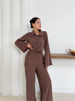 Gömlek Yaka Kaplama Düğmeli Takım Kahve St265866 (Beden: Xl) - Görsel 7