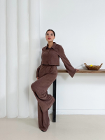 Gömlek Yaka Kaplama Düğmeli Takım Kahve St265866 (Beden: Xl) - Görsel 4