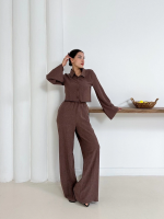 Gömlek Yaka Kaplama Düğmeli Takım Kahve St265866 (Beden: Xl) - Görsel 2