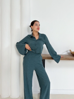 Gömlek Yaka Kaplama Düğmeli Takım Petrol Yeşili St265866 (Beden: L) - Görsel 4