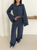 Gömlek Yaka Kaplama Düğmeli Takım Lacivert St265866 (Beden: Xl) - Görsel 6