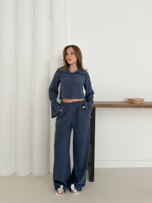 Gömlek Yaka Kaplama Düğmeli Takım Lacivert St265866 (Beden: Xl)