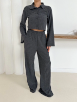 Gömlek Yaka Kaplama Düğmeli Takım Antrasit St265866 (Beden: S) - Görsel 7