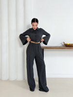 Gömlek Yaka Kaplama Düğmeli Takım Antrasit St265866 (Beden: M) - Görsel 2