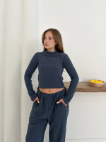 Balıkçı Yaka Örme Takım Lacivert St265865 (Beden: L) - Görsel 6