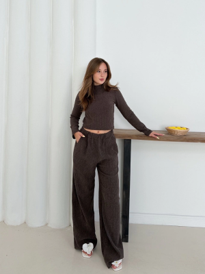 Balıkçı Yaka Örme Takım Kahve St265865 (Beden: S)