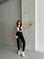 Gizli Yan Fermuarlı Bulut Desenli Tayt Siyah H248638 (Beden: S) - Görsel 3