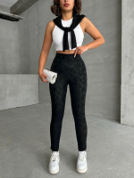 Gizli Yan Fermuarlı Bulut Desenli Tayt Siyah H248638 (Beden: M) - Görsel 7