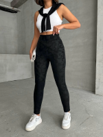 Gizli Yan Fermuarlı Bulut Desenli Tayt Siyah H248638 (Beden: M)