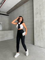 Gizli Yan Fermuarlı Bulut Desenli Tayt Siyah H248638 (Beden: M) - Görsel 4