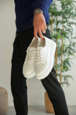 Kb-X516 Kuback Beyaz Cilt Günlük Erkek Ayakkabı Bej (Numara: 42) - Görsel 2