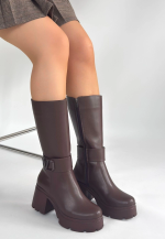 Moki Kahverengi Cilt Topuklu Çizme (Numara: 40) - Görsel 3