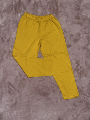 2-8 Yaş Erkek Çocuk Pijama Beli Lastikli Düz Renk Hardal (Beden: 4)