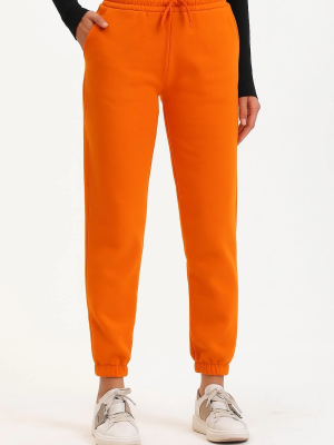 3 İplik Şardonlu Paça Lastikli Eşofman Turuncu İs001 (Beden: Xl)