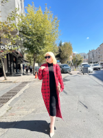 Triko Hırka Elbise İkili Takım Kırmızısiyah (Beden: Standart) - Görsel 2