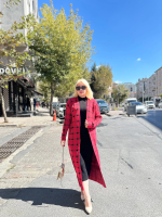 Triko Hırka Elbise İkili Takım Kırmızısiyah (Beden: Standart)