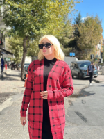 Triko Hırka Elbise İkili Takım Kırmızısiyah (Beden: Standart) - Görsel 3