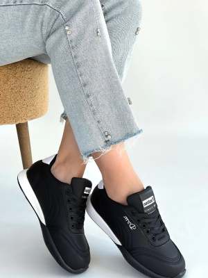 Tawen Siyah Cilt Bağcıklı Spor Ayakkabı (Numara: 36)