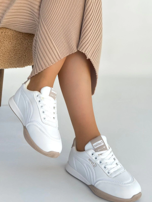 Tawen Beyaz Cilt Bağcıklı Spor Ayakkabı (Numara: 36)