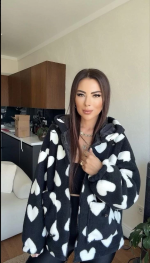 Kalpli Peluş Ceket İçi Astarlı Siyahbeyaz (Beden: Standart) - Görsel 4