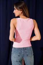 Fitilli Bisiklet Yaka İkili Bluz Pembe T4341 (Beden: L) - Görsel 2