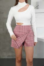 İki Düğmeli Şort Etek Pembe H26414 (Beden: Xl) - Görsel 3