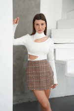 İki Düğmeli Şort Etek Vizon H26414 (Beden: S) - Görsel 4