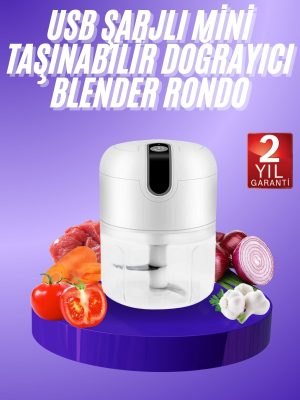 Rondo Doğrayıcı 250 ML Taşınabilir USB Şarjlı Pratik El Rondo Blender