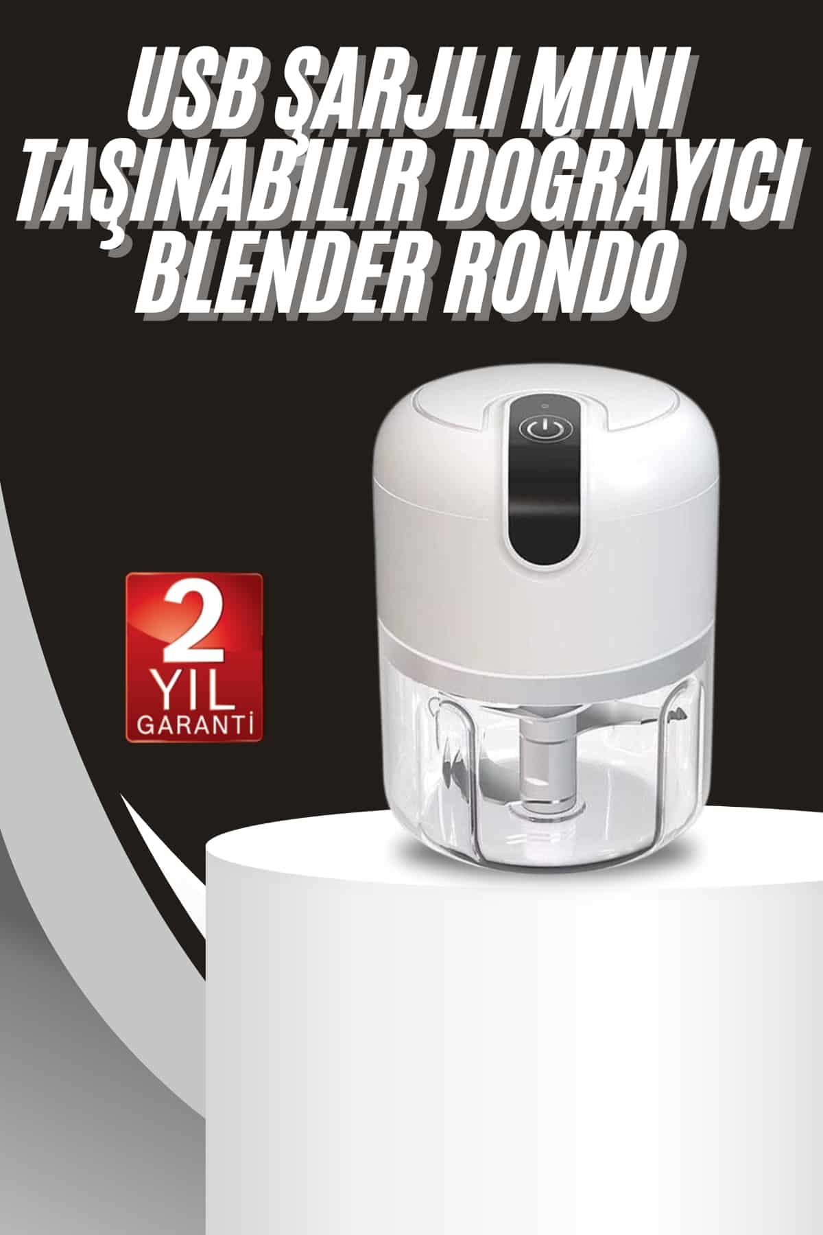 1238086_6-152.jpg Mini Doğrayıcı Rondo Taşınabilir Mini El Blender Paslanmaz Çelik - Görsel 1