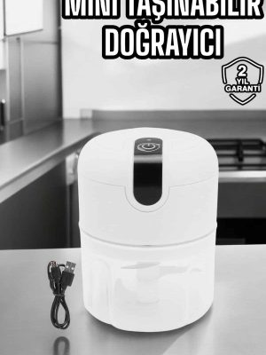 Şarjlı Mini El Rondosu Doğrayıcı Taşınabilir 250 ml Çelik Bıçaklı