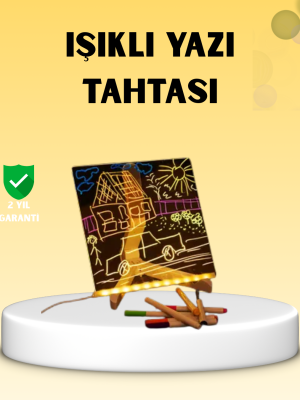 LED Işıklı Akrilik Yazı Tahtası Renkli Kalem Setiyle