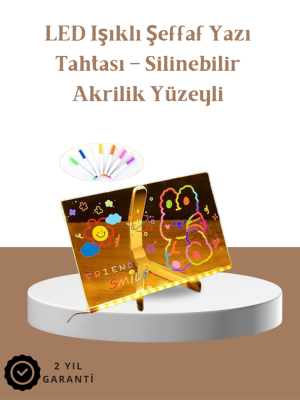 LED Aydınlatmalı Şeffaf Mesaj Tahtası – 30x20 cm, Neon Etkili Yazılar İçin Tasarlandı