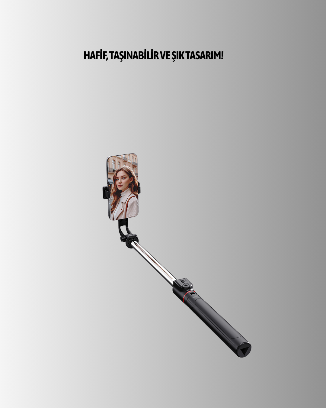 1238114_8-9.png Bluetooth’lu Işıklı Selfie Çubuğu – Katlanabilir, 130 cm - Görsel 3